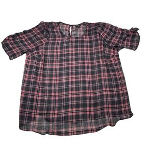 Torrid Chiffon‎ Top Women's 3X Ruched Sleeve Sheer Sparkly Threads